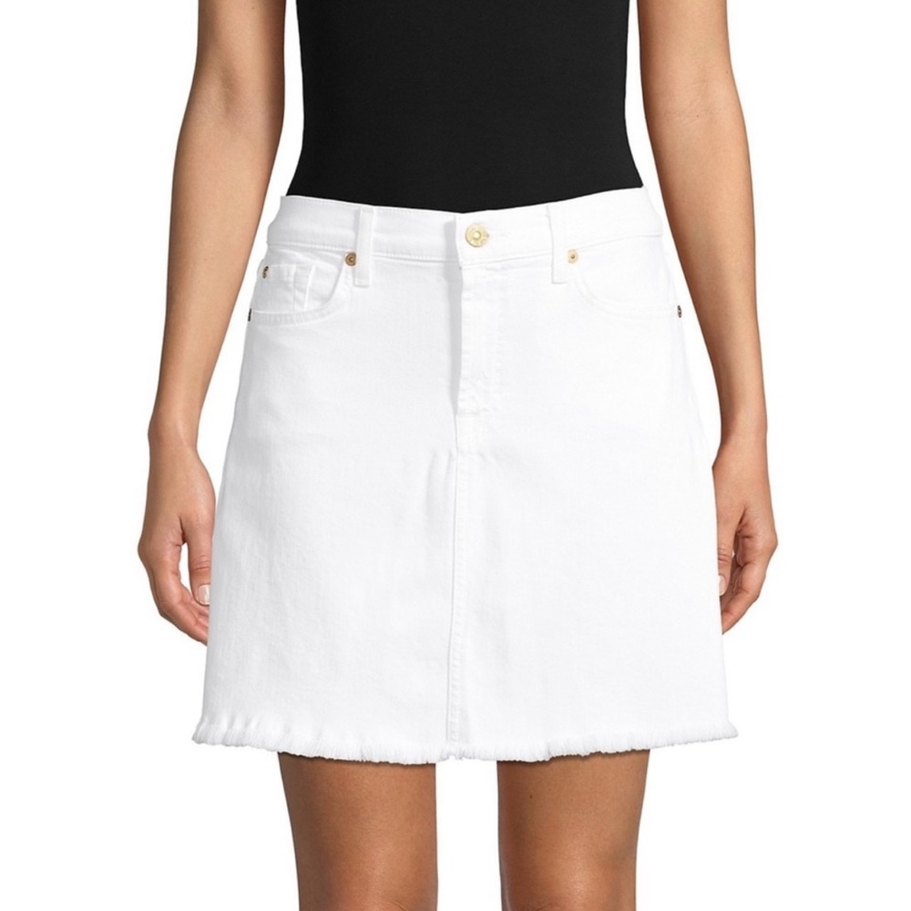 7 for all Mankind White Denim Skirt 27